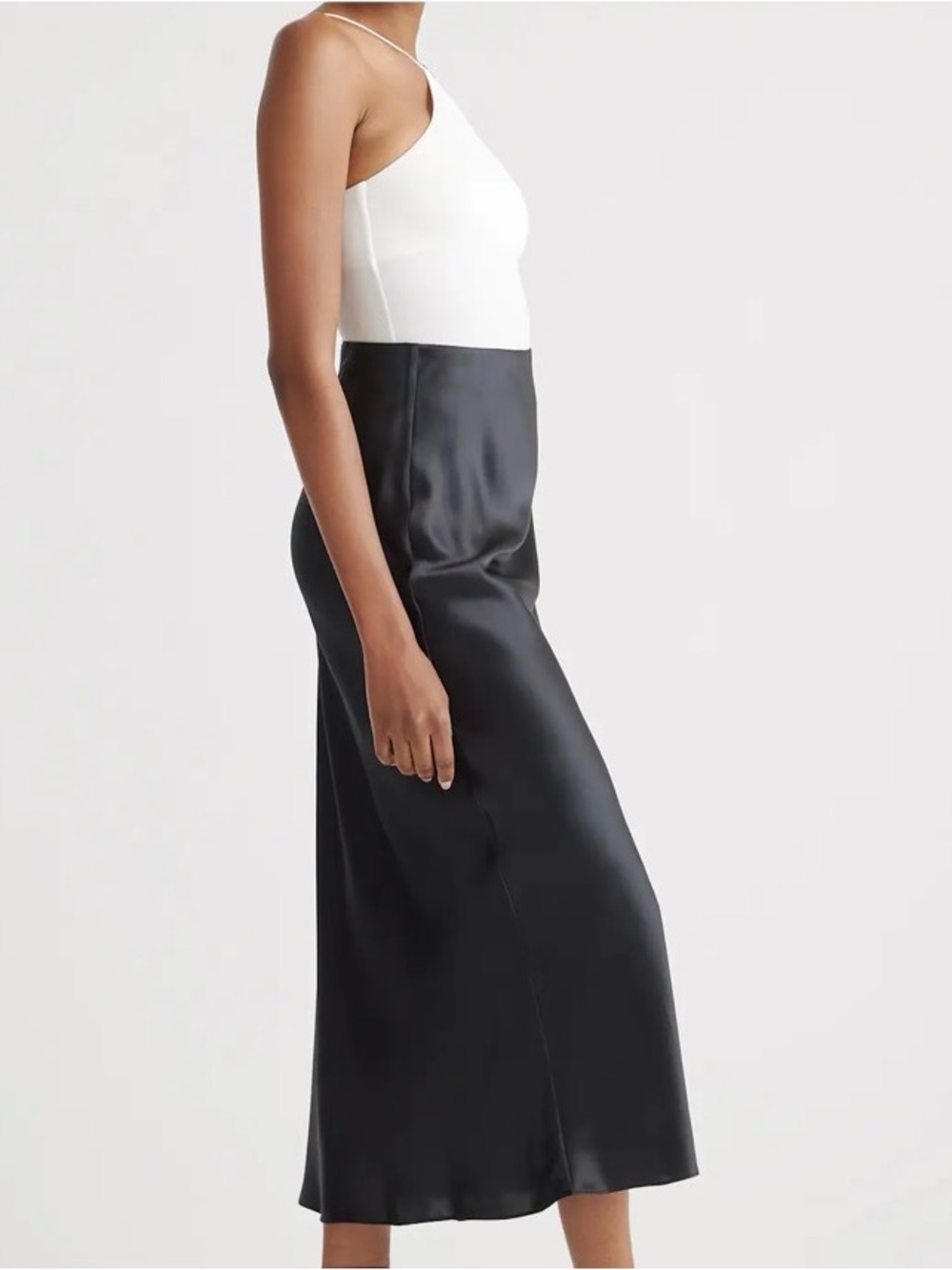 100% washable silk maxi skirt/Black/ XL - Picture 2 of 7